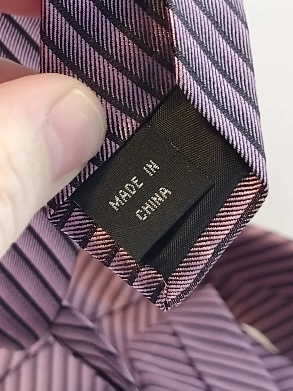 Van Heusen Lavender and Black Diagonal Striped Tie